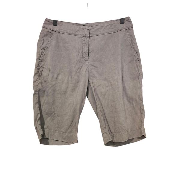Eileen Fisher Linen Blend Bermuda Shorts Grey Size 8 - Picture 1 of 5